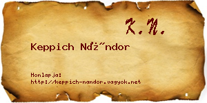 Keppich Nándor névjegykártya